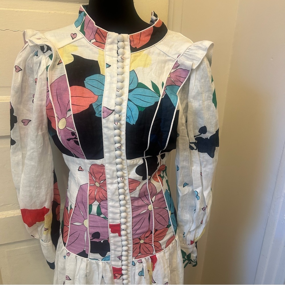 Mackenzie Mode Button Me Up Maxi Long Sleeve Linen Dress Art to Wear Boho - Picture 2 of 15